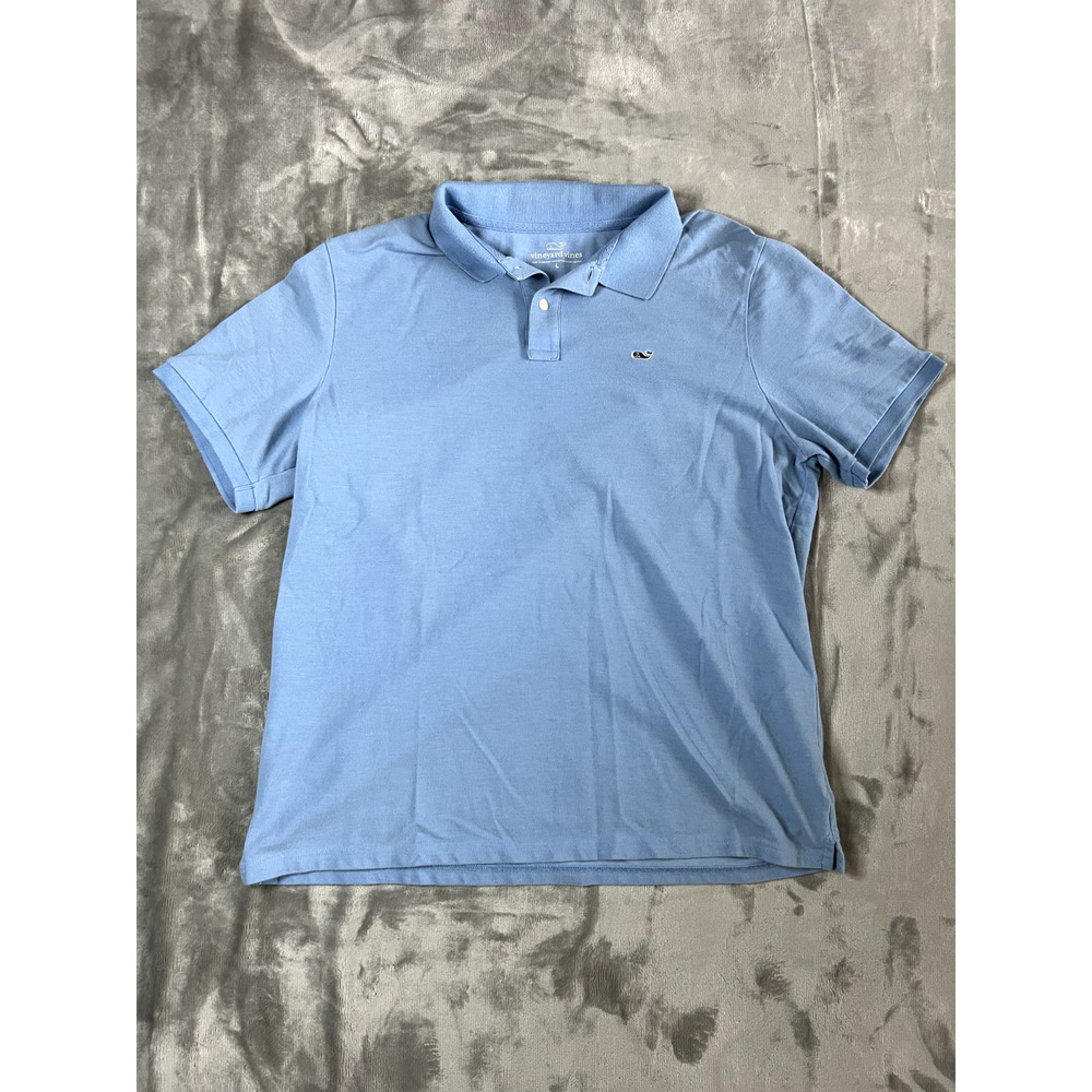 Vineyard Vines Mens Light Blue Polo Shirt Size Buttoned Short Sleeve Whale Logo